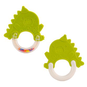 婴侍卫（BBG+）  恐龙牙胶摇铃 宝宝早教手抓响铃玩具   SL94801-50