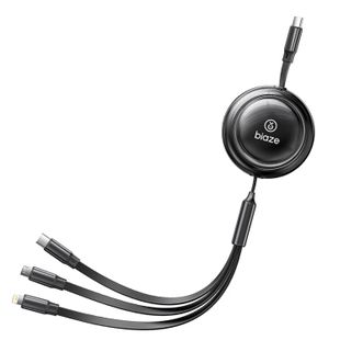 毕亚兹/Biaze  三合一伸缩100w快充数据线  一拖三超级快充手机充电线