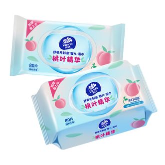 维达  桃叶精华湿巾婴儿手口可用舒爽无刺激家庭装加厚款 80片*8包