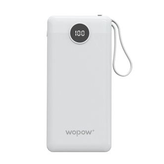 沃品/WOPOW  自带四线充电宝数显可携带登机小巧便携白色适用于华为苹果安卓L08 白色 10000mAh