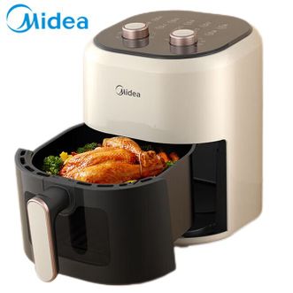 美的/Midea  空气炸锅家用可视4.5L大容量全自动不用翻面烤箱 烤红薯双旋钮简易操控KZE4581BD