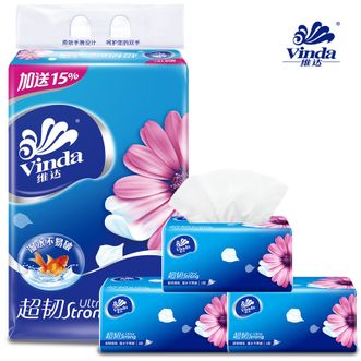 维达Vinda 超韧系列抽纸3层150抽3包 M码家用抽纸卫生纸厨房用纸 特惠装