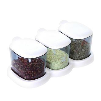 茶花（CHAHUA）塑料调味套装3组调料盒调味罐塑料调料瓶套装盐盒家用厨房用品架盐罐B25002