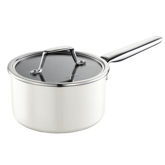 德世朗（DESLON）  云璟系列珐琅奶锅18cm婴儿宝宝辅食锅家用不锈钢炖锅煲汤加厚小奶锅白色