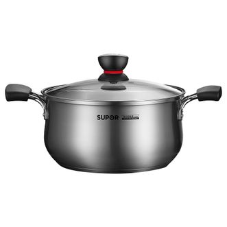 苏泊尔（SUPOR）汤锅 304不锈钢复底加厚煮锅奶锅小红圈炖汤锅 电磁炉燃气通用 20cm ST20H1