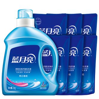 蓝月亮  洗衣液瓶袋装 薰衣草香 亮白增艳 【2kg*1瓶+1kg*6袋】去污增效因子，深层去渍