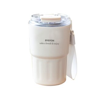 栢士德/BYSTON  304不锈钢保温杯400ml大容量喝水杯 健身户外便携双饮咖啡杯水杯 户外便携杯子 BST-017