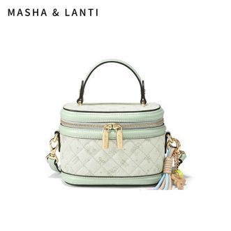 马莎兰缇/MashaLanti  新款菱格水桶盒子包原创手提斜挎减龄女包 M220503C30333E