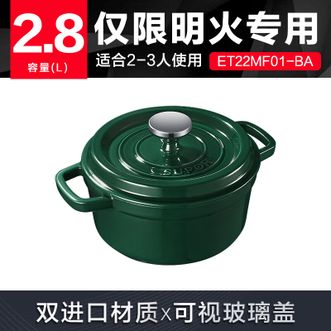 苏泊尔（SUPOR）珐琅锅22cm汤锅铸铁锅炖锅2.8L罗勒绿ET-22MF01-BA
