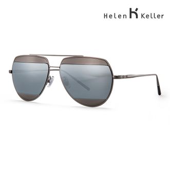 海伦凯勒（Helen Keller）  中性款 男女通用款 明星同款H8602HD11-1浅棕框+淡蓝浅水银片 太阳镜经典飞行员款