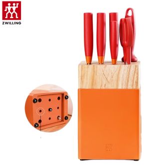 双立人  Now S刀具7件套 中片刀砍骨刀蔬菜刀多用刀剪刀磨刀棒刀架 厨房刀具套装