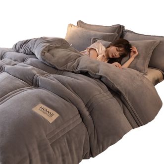 九洲鹿  牛奶绒加厚保暖纤维被 200*230cm/6斤 高级灰 JZDB163