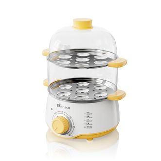 小熊/Bear  煮蛋器蒸蛋器双层家用早餐迷你机 自动断电微电脑预约定时双层蒸锅 可蒸14个蛋