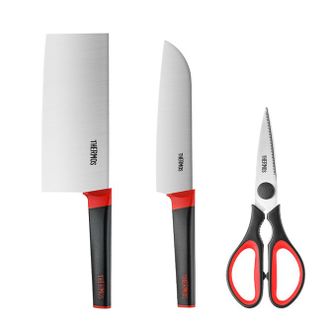 膳魔师（THERMOS）  厨房刀具套装 家用切菜刀不锈钢 剪刀多用切片刀组合三件套
