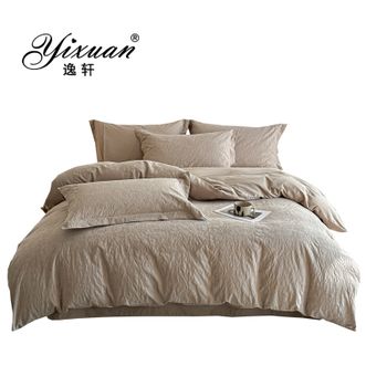 逸轩/yixuan  60支全棉水洗亮面浮雕四件套 品质卓越价格美丽 梵花绘-金属灰