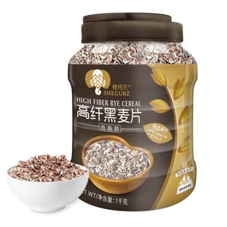 穗格氏SHEGURZ  冲饮谷物高纤黑麦片1000g罐装低脂代餐即食燕麦片
