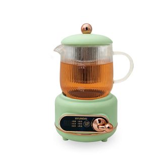 HYUNDAI  养生杯 养生壶办公室小型家用多功能迷你养生杯花茶煮茶器 绿色0.5L