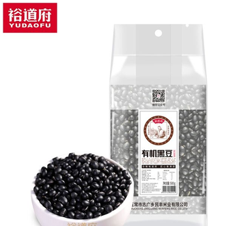 裕道府  有机黑豆500g  可打豆浆粗粮五谷杂粮大米伴侣  通过4大有机认证环节， 每袋杂粮拥有唯一编码，可溯源。