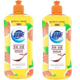 超能 离子洗洁精500g*2 西柚祛腥 离子去油祛腥无残留 果蔬餐具清洁家庭装