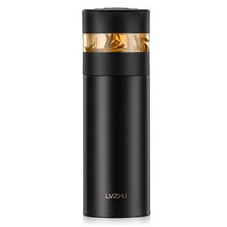 绿珠lvzhu 保温杯360ml 大容量316不锈钢真空茶水分离水杯便携功夫茶杯办公礼品杯 K1573