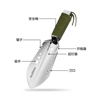 挪客（NatureHike）  户外多功能小手铲工兵铲小号便携野外铁锹露营野营小铲子 银色
