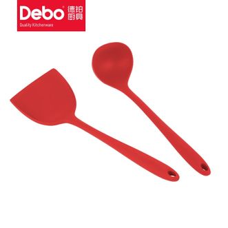 Debo  德铂海格威硅胶汤勺锅铲二件套 红色