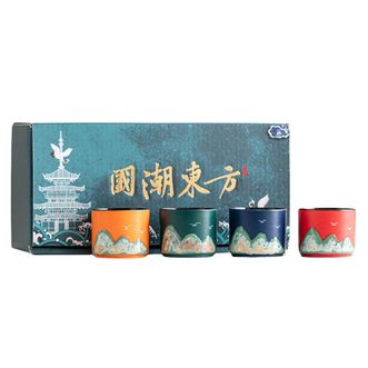宏裕  国潮东方 手画·江山四季如春主人杯礼盒装4头杯