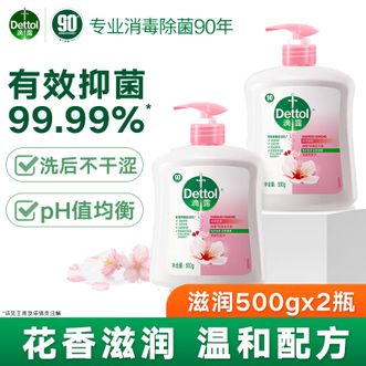 滴露/Dettol  抑菌洗手液【500gx2瓶】滋润倍护 有效抑菌99.99% 儿童成人通用
