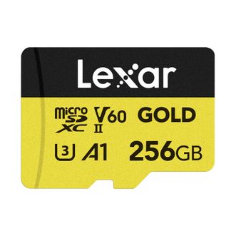 雷克沙/Lexar  256GB TF（MicroSD）存储卡 U3 V60 A1 读280MB/s 写180MB/s 高速内存卡 4K超清录制（GOLD）