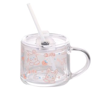 拜杰  牛奶杯早餐杯玻璃杯刻度杯印花牛奶杯350ML XG-15
