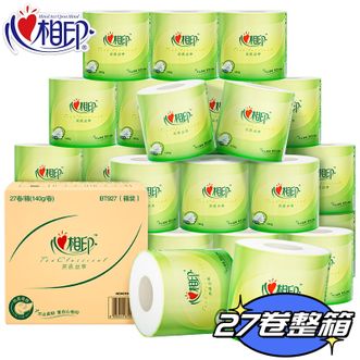 心相印茶语丝享卷纸4层140g*27卷整箱厕纸卫生纸巾有芯卷筒纸