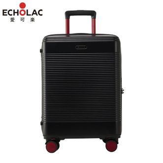 爱可乐（Echolac）  拉杆箱20寸登机箱黑红拉杆行李箱轻音万向轮旅行箱拉链箱CT2411-T