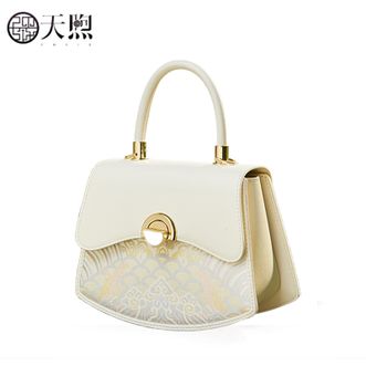 天煦/PMSIX  新中式国风女包织锦提花手提包大容量斜挎包经典潮流单肩包 P12049004米白色1