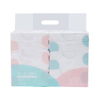 芳恩/faunen  喵喵干湿两用纯棉棉柔巾六联包棉柔巾纸干湿两用巾长绒棉一次性洗脸巾擦脸巾棉柔巾宝宝可用 （100抽*6包）20*12cm MR004 包装颜色随机发