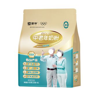 蒙牛  铂金装 中老年奶粉400g 益生菌高钙富硒成人奶粉 便捷条装
