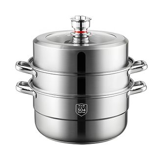 炊大皇（COOKER KING）  304不锈钢蒸锅 定时蒸煮防干烧三层加厚食品级 28cm
