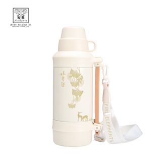 火象  小幸运不锈钢旅行壶 象牙白 1200ml 保温水壶 耐氧化耐腐蚀HXB-BW163