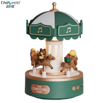 超维/Chaowei  旋转木马小夜灯小台灯可爱公仔音乐灯蓝牙音箱功能 氛围灯柔光伴睡灯婴儿宝妈喂奶灯母婴灯 办公室装饰灯卧室柔和床头灯小台灯MG-A06A（蓝牙音箱版）绿色