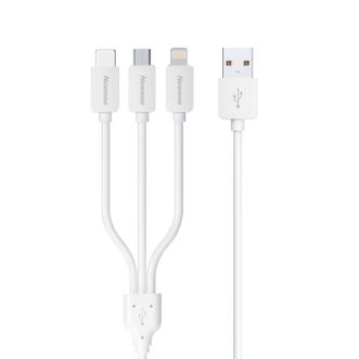 纽曼（Newmine）  XS13白色 三合一充电线苹果Type-c安卓手机充电器线3A快充多功能一拖三数据线