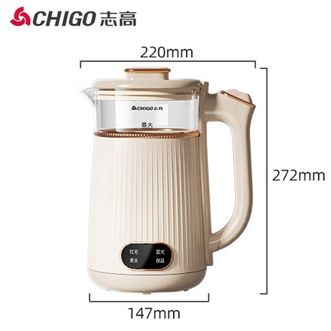 志高/Chigo  电热水壶双层防烫1.8L大容量烧水壶大功率快速烧水可视玻璃SH-1813A3B