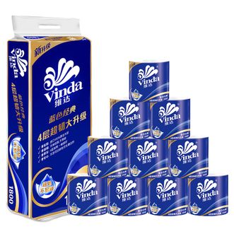 维达  （Vinda ）有芯卷纸 180g*10卷/提 蓝色经典4层卫生纸（新旧包装随机发货）