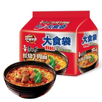 康师傅  大食袋红烧牛肉面五连包145g*5袋方便面泡面