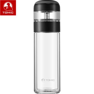 特美刻TOMIC 茶水分离泡茶杯【黑色 380ML】双层隔热玻璃杯便携时尚水杯子 TG80702