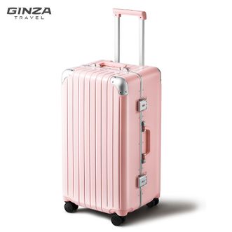 银座  铝框行李箱女高颜值大容量轻音密码旅行箱带杯架拉杆箱A-6753K（26寸）