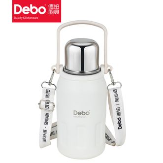 德铂（Debo）  钛享真空保温壶白色户外不锈钢内胆保温保冷便携保温壶DEP-DS386白色