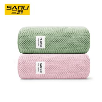 三利（SANLI）  7A抗菌毛巾 吸水速干面巾（2条装 绿色粉色）