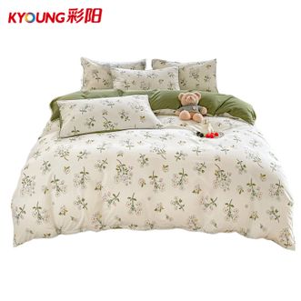 彩阳亲肤磨毛床上用品床品套件三件套150*200cm仙草