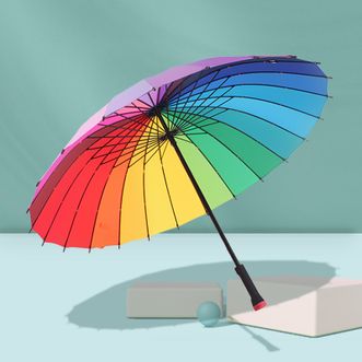 美度 MAYDU  彩虹24骨创意长柄晴雨伞  女士直杆遮阳伞  双人晴雨两用伞