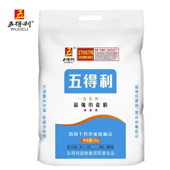 五得利/WUDELI  面粉三星金系列富强5kg小麦粉中筋家用10斤白面包饺子馒头