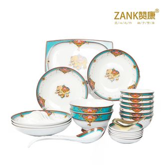 赞康  泰国风情29件套ZK-XFQ029餐具套装陶瓷餐具家用餐具陶瓷碗盘子汤勺